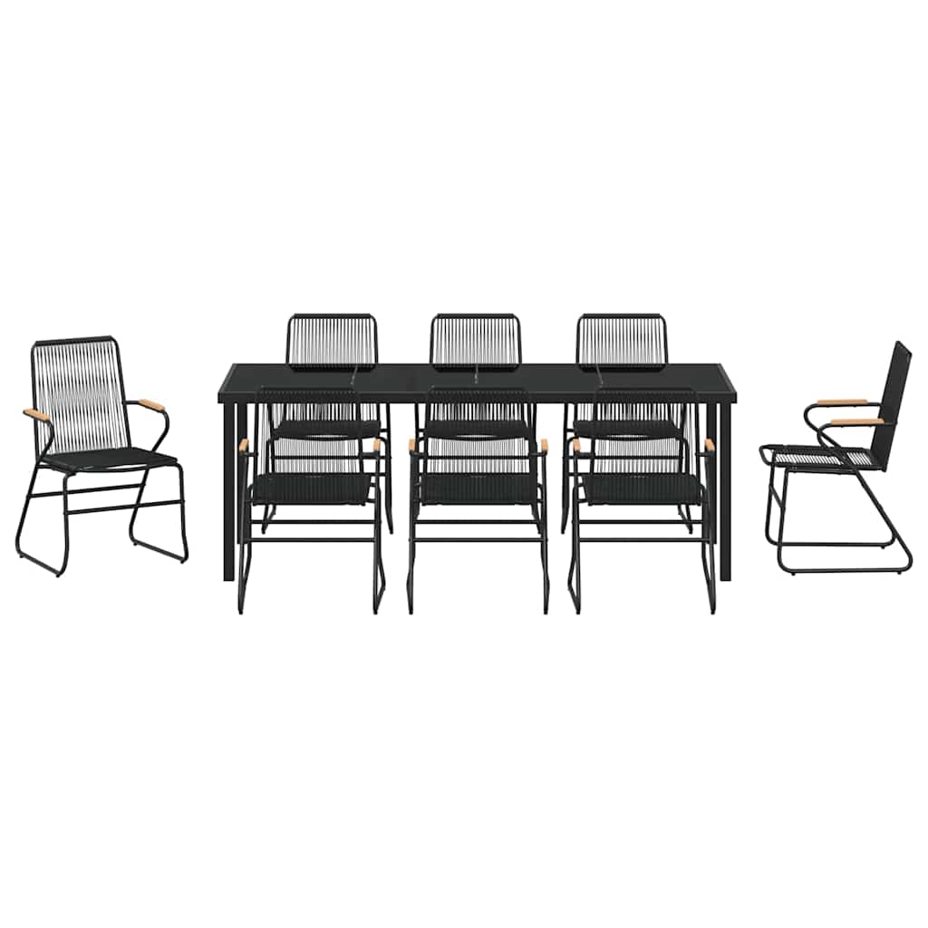 Garden Dining Set 9 pcs Black Powder-Coated Steel