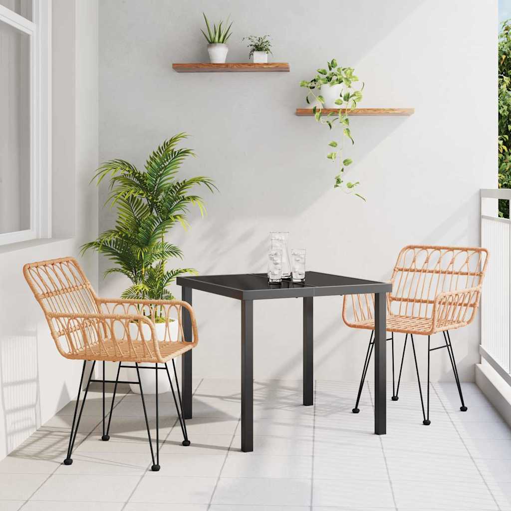 Garden Dining Set 3 pcs Brown Poly rattan