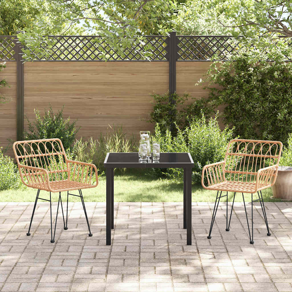 Garden Dining Set 3 pcs Brown Poly rattan