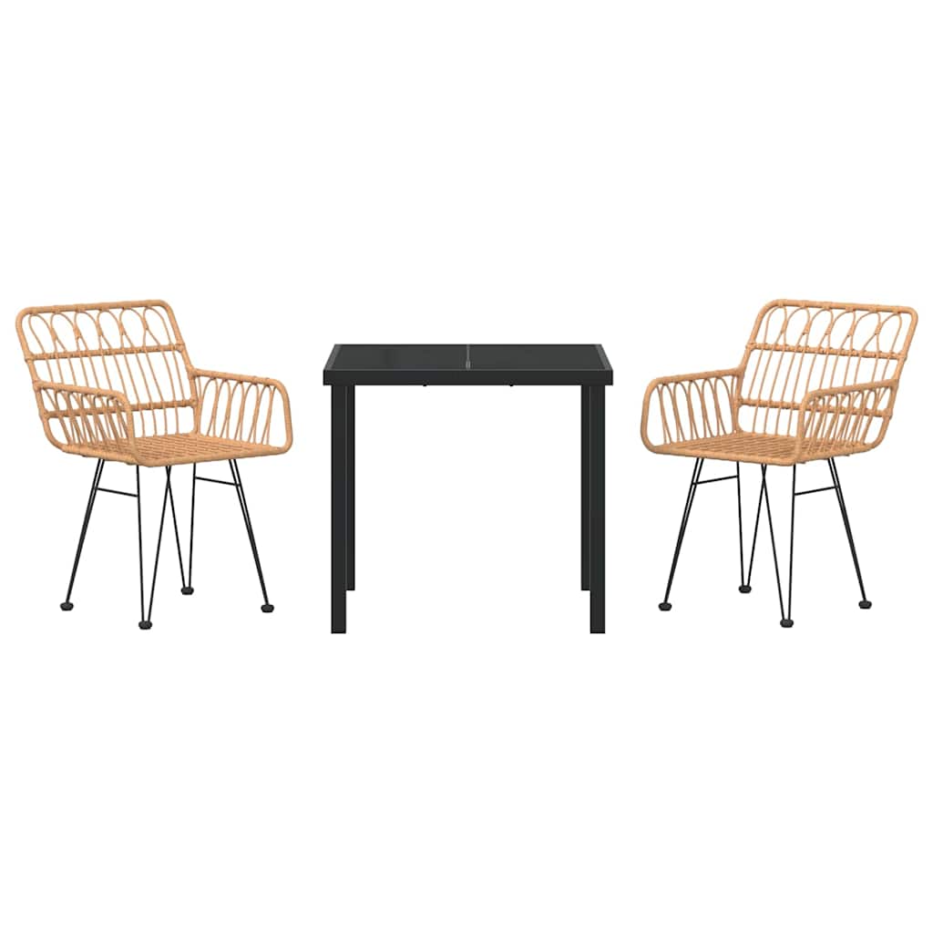 Garden Dining Set 3 pcs Brown Poly rattan