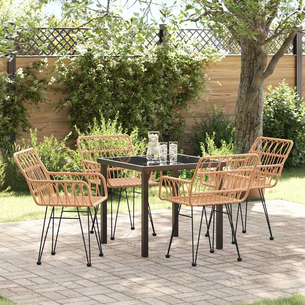Garden Dining Set 5 pcs Brown Poly rattan