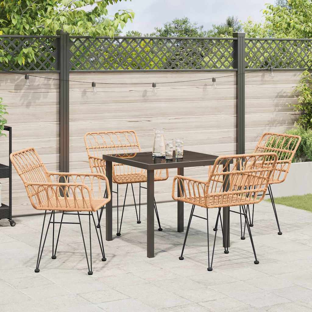 Garden Dining Set 5 pcs Brown Poly rattan