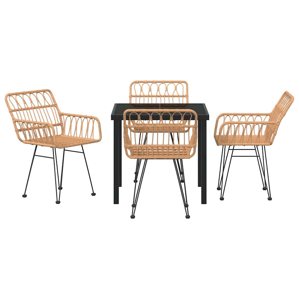 Garden Dining Set 5 pcs Brown Poly rattan