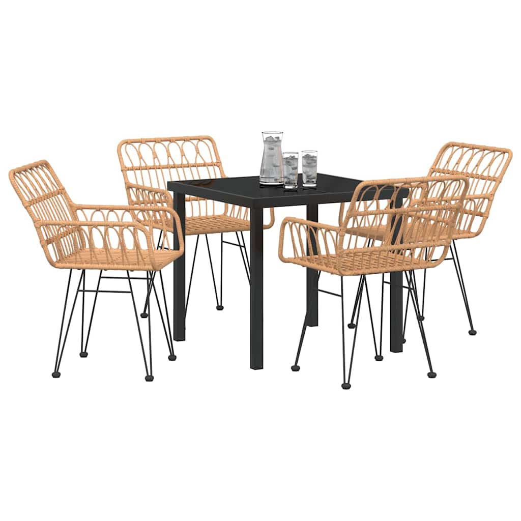 Garden Dining Set 5 pcs Brown Poly rattan