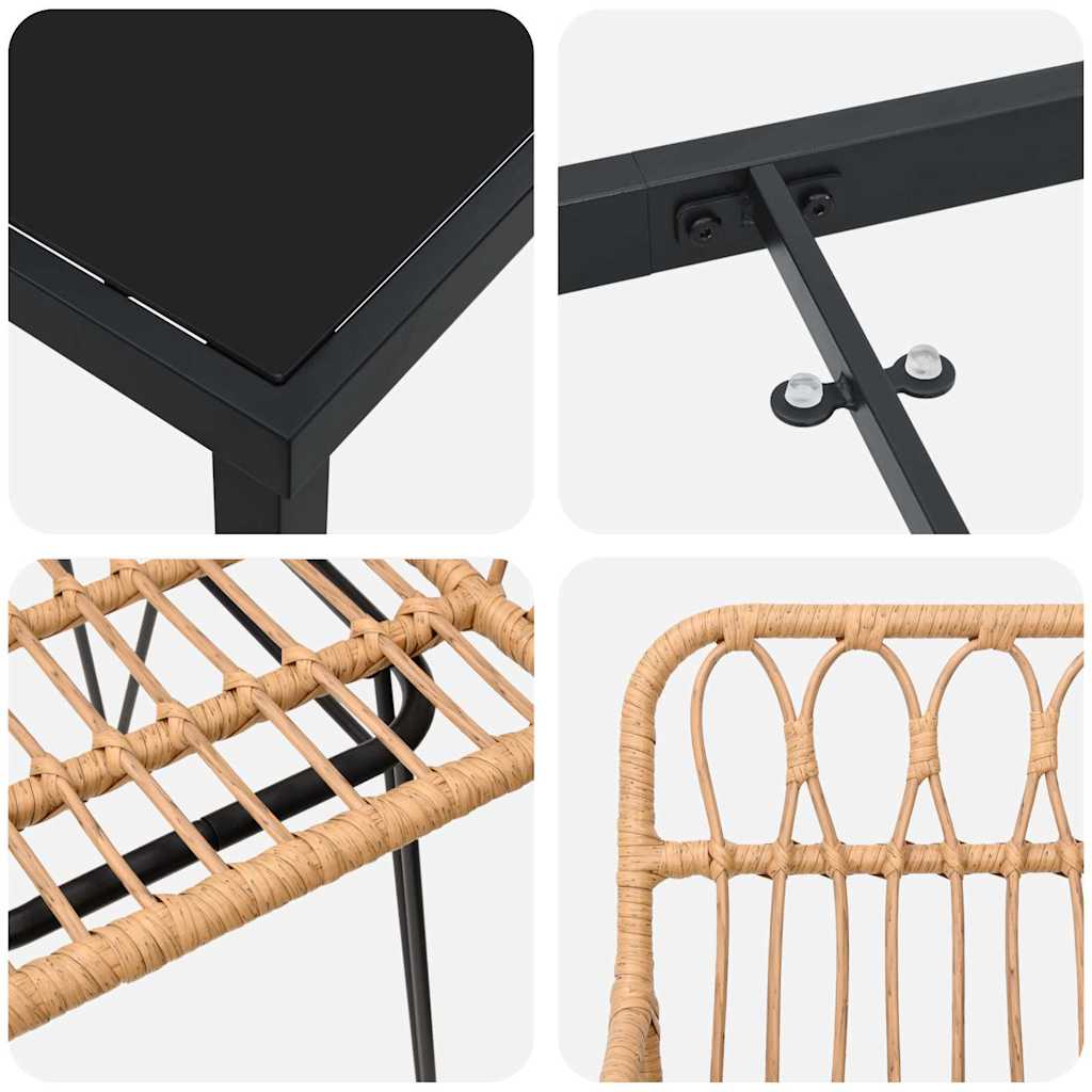 Garden Dining Set 5 pcs Brown Poly rattan