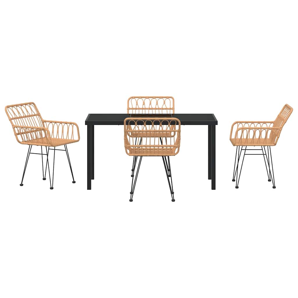 Garden Dining Set 5 pcs Brown Poly rattan