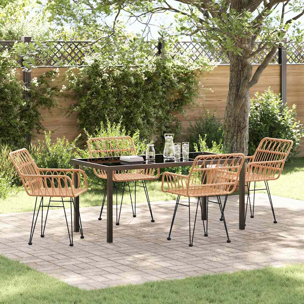 Garden Dining Set 5 pcs Brown Poly rattan