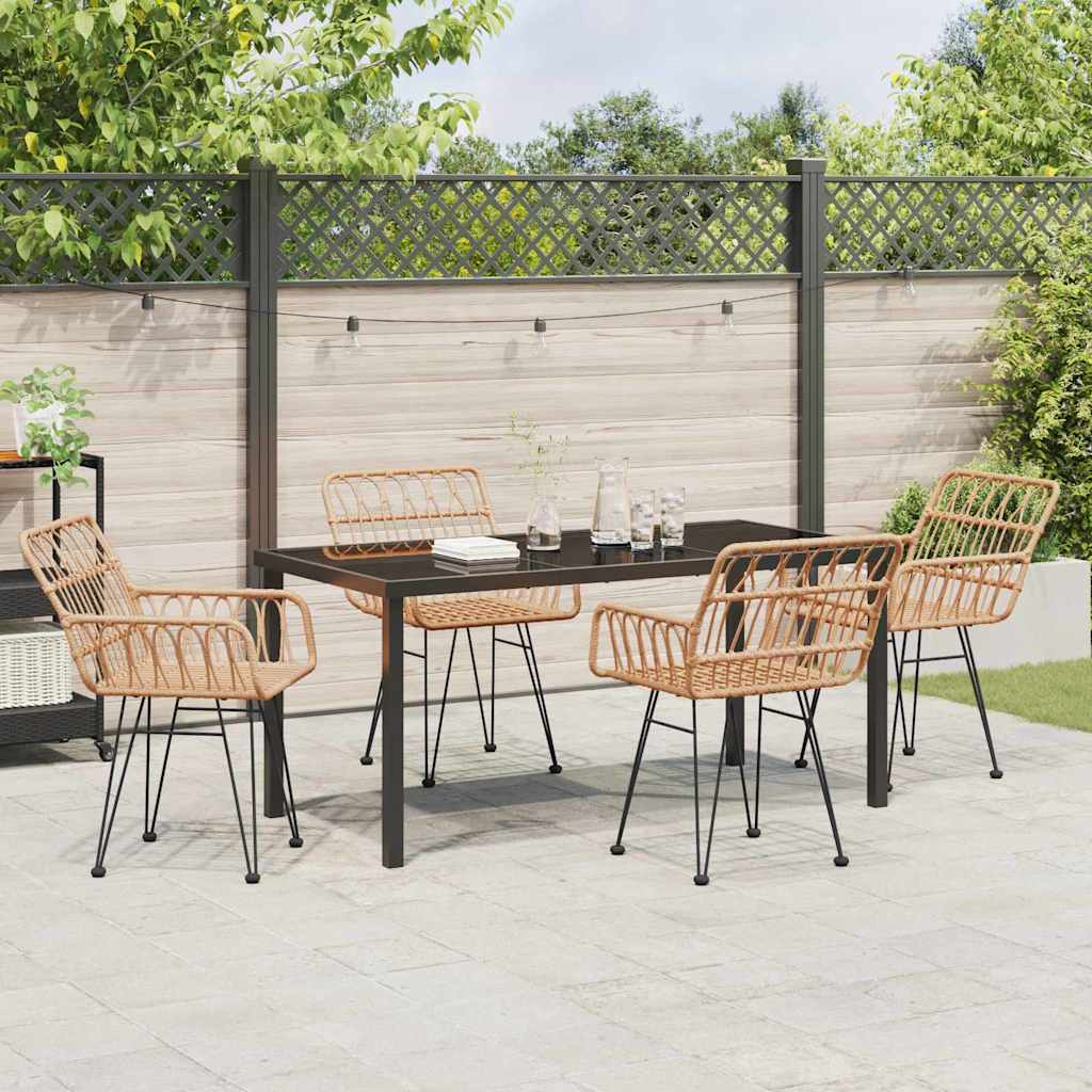 Garden Dining Set 5 pcs Brown Poly rattan