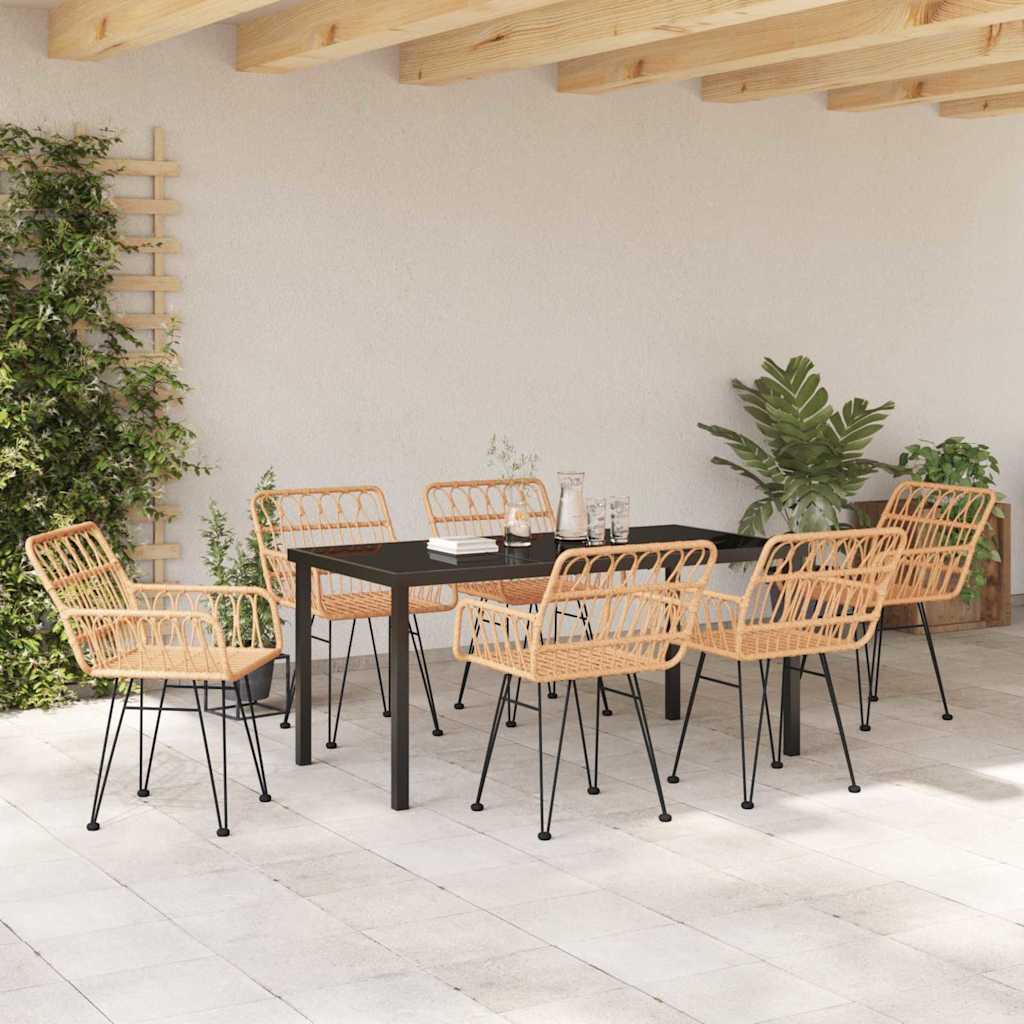 Garden Dining Set 7 pcs Brown Poly rattan