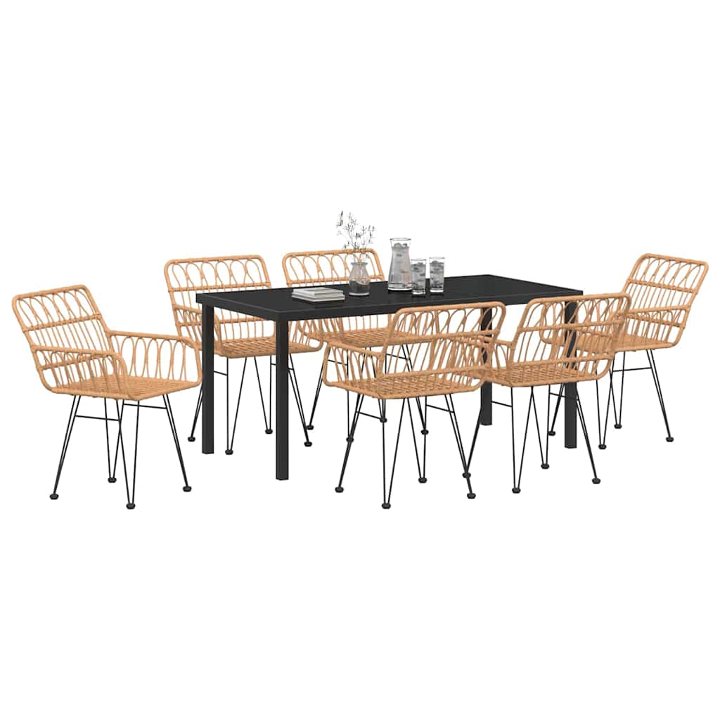 Garden Dining Set 7 pcs Brown Poly rattan
