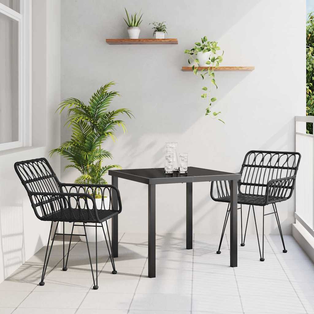 Garden Dining Set 3 pcs Black Poly rattan