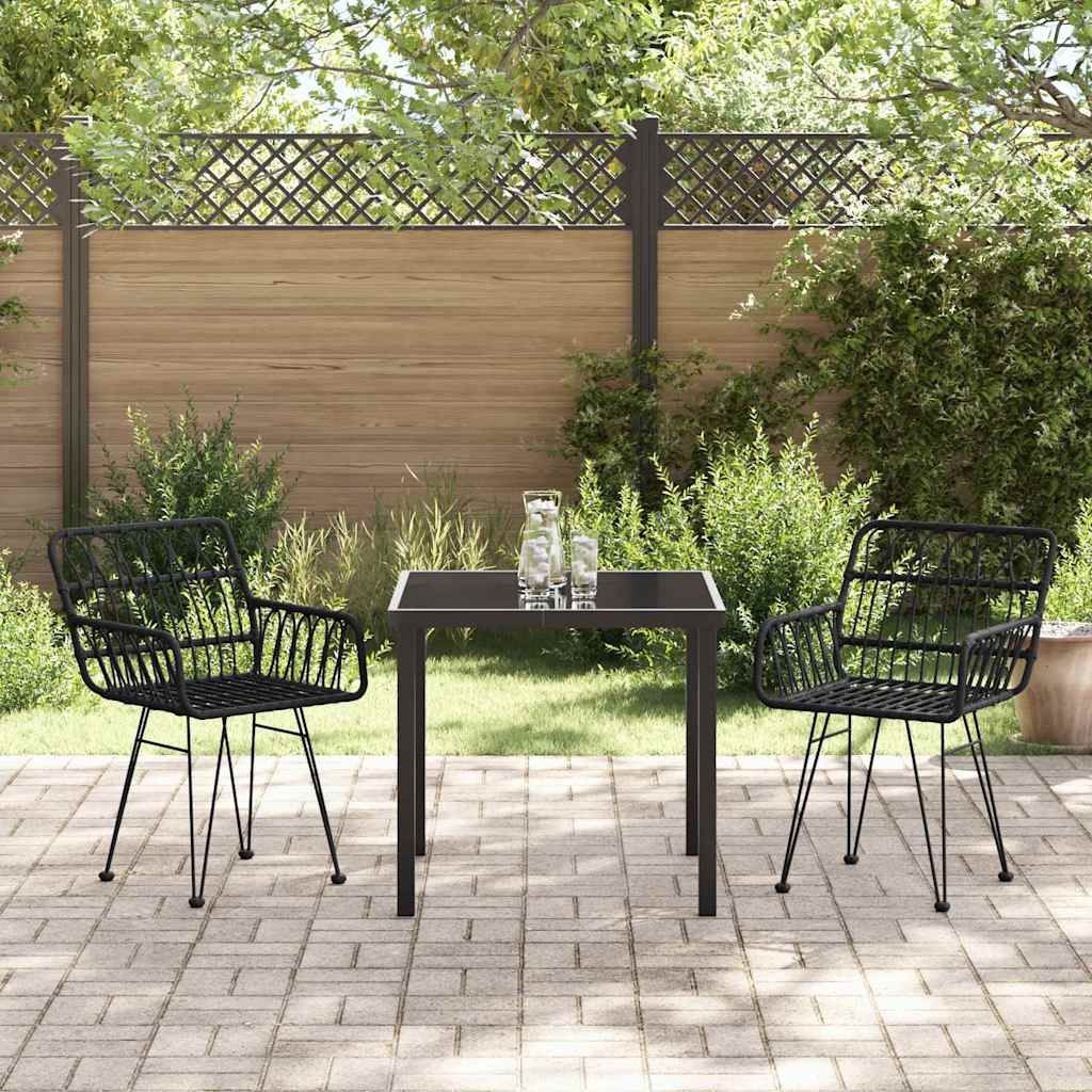 Garden Dining Set 3 pcs Black Poly rattan