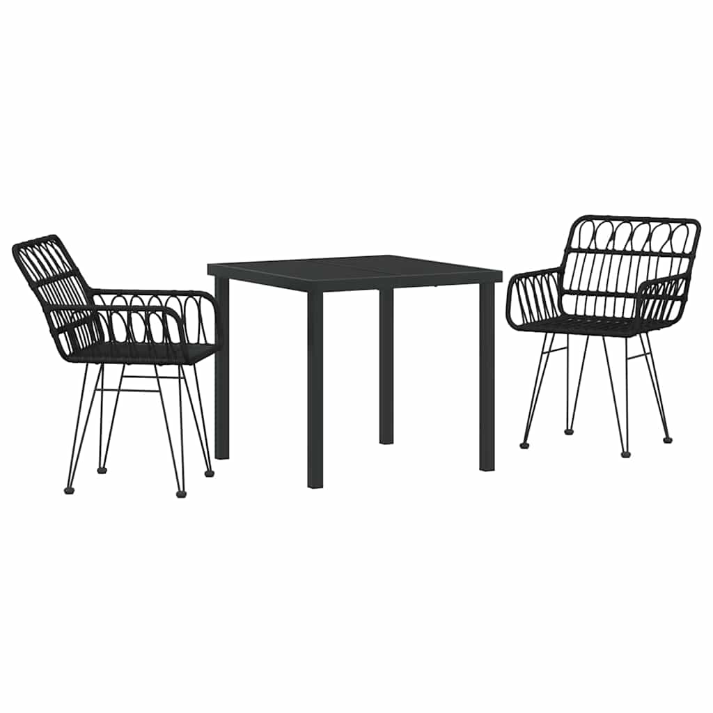 Garden Dining Set 3 pcs Black Poly rattan
