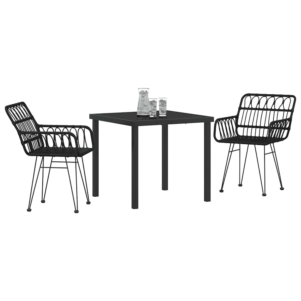 Garden Dining Set 3 pcs Black Poly rattan