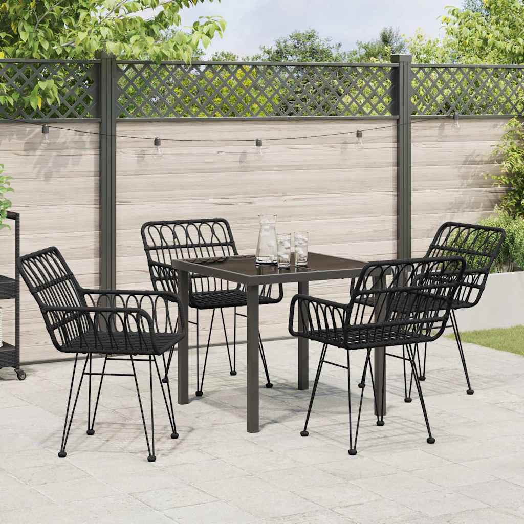 Garden Dining Set 5 pcs Black Poly rattan