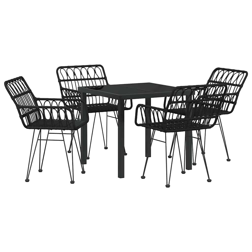 Garden Dining Set 5 pcs Black Poly rattan