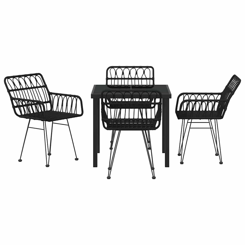 Garden Dining Set 5 pcs Black Poly rattan