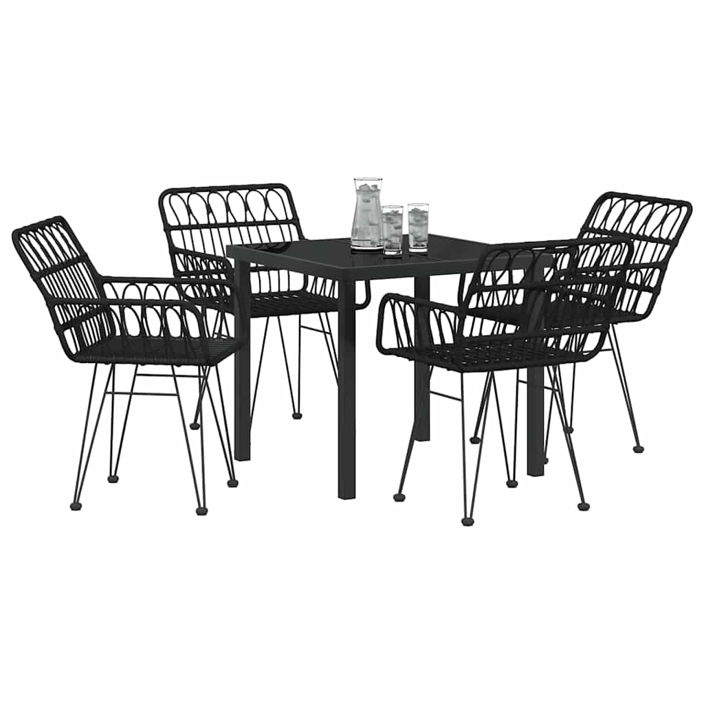 Garden Dining Set 5 pcs Black Poly rattan