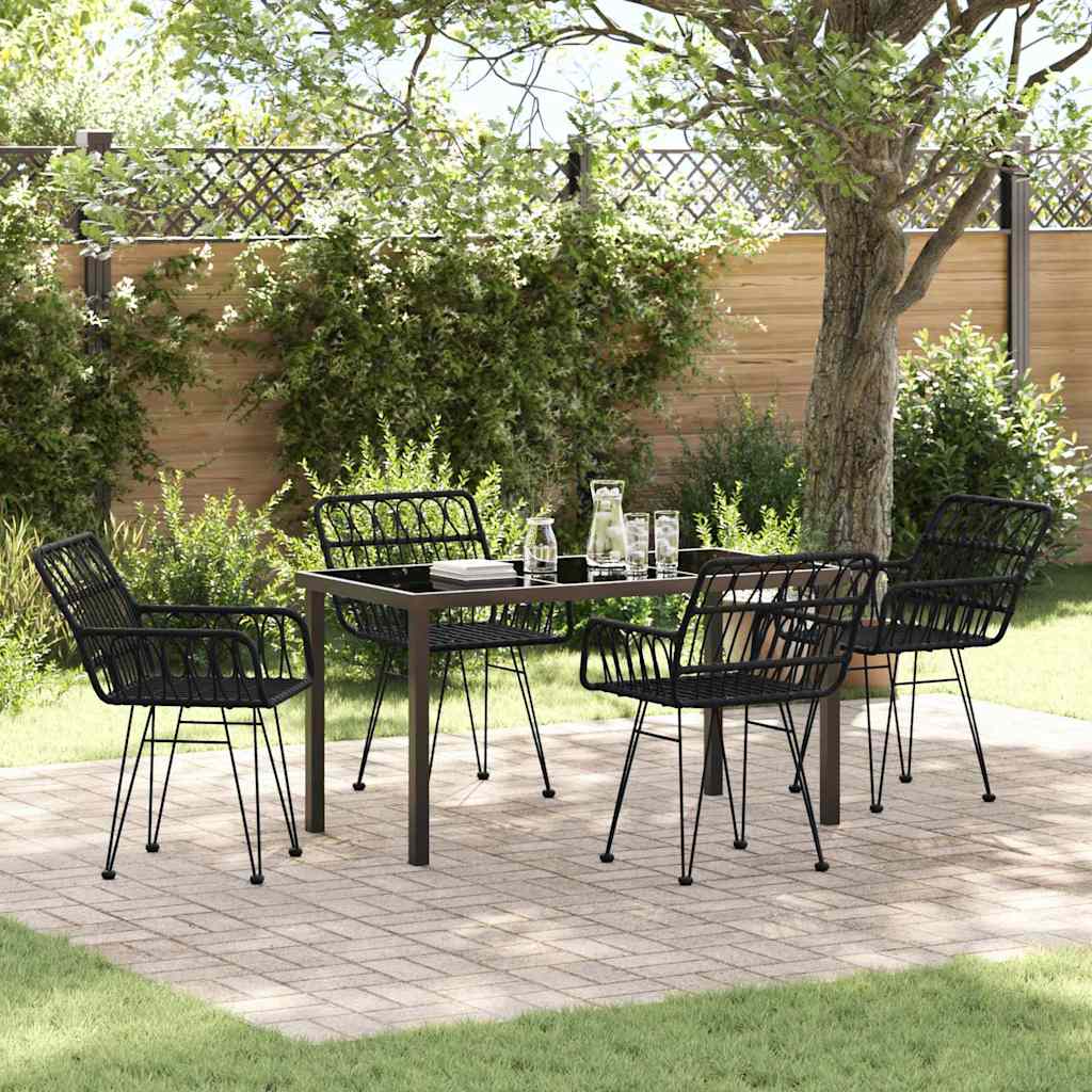 Garden Dining Set 5 pcs Black Poly rattan