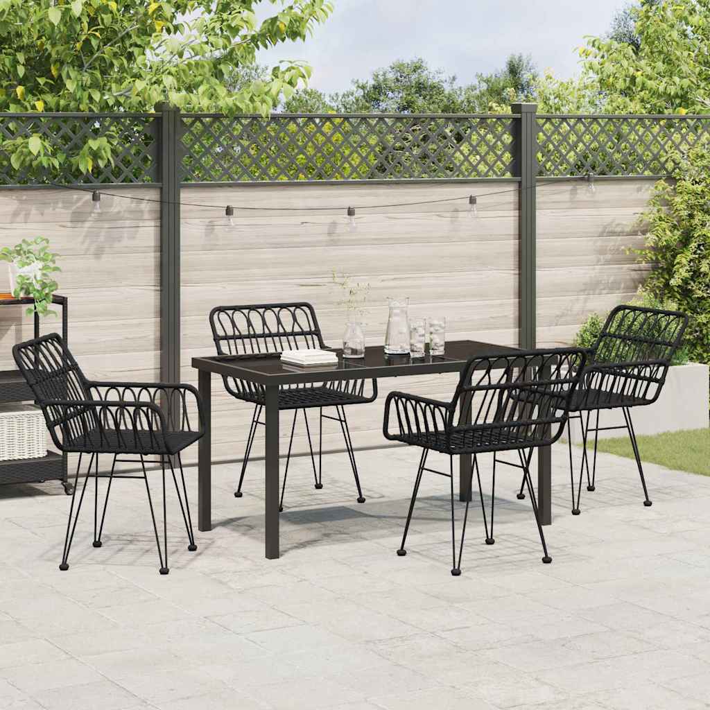 Garden Dining Set 5 pcs Black Poly rattan