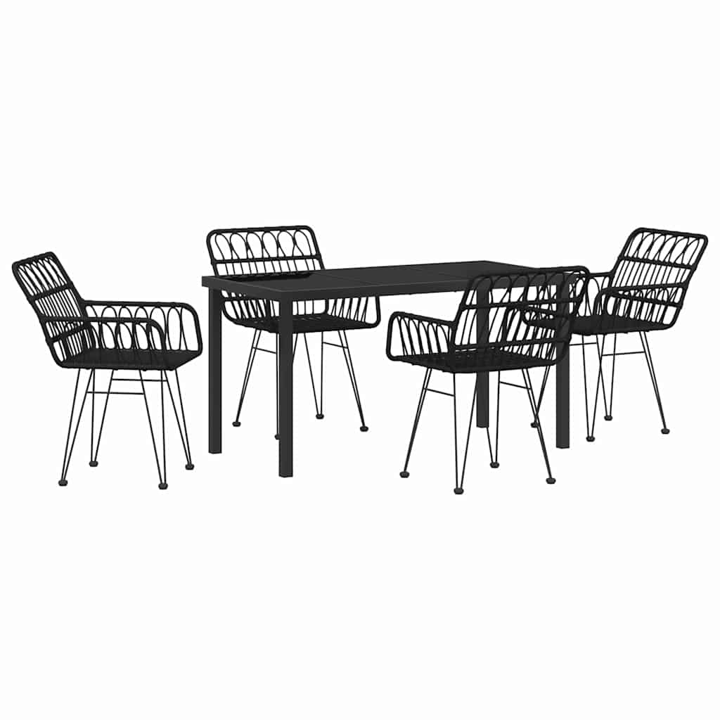 Garden Dining Set 5 pcs Black Poly rattan