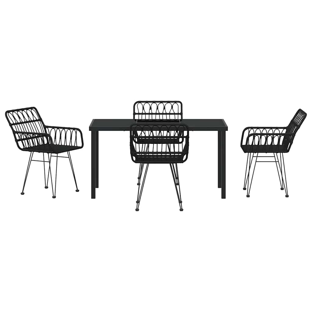 Garden Dining Set 5 pcs Black Poly rattan