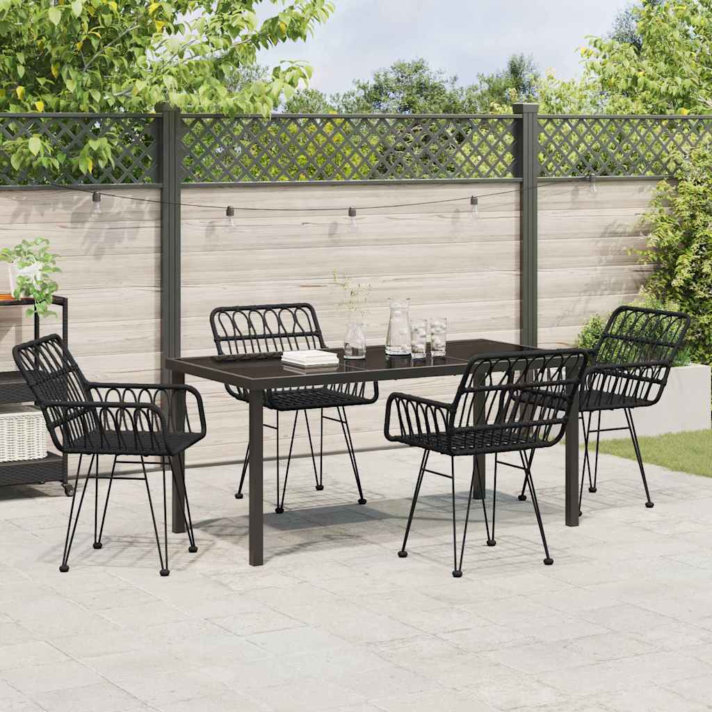Garden Dining Set 5 pcs Black Poly rattan