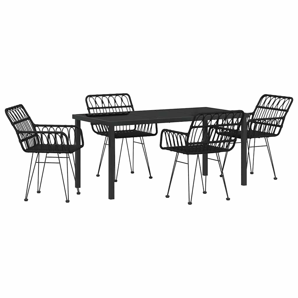 Garden Dining Set 5 pcs Black Poly rattan