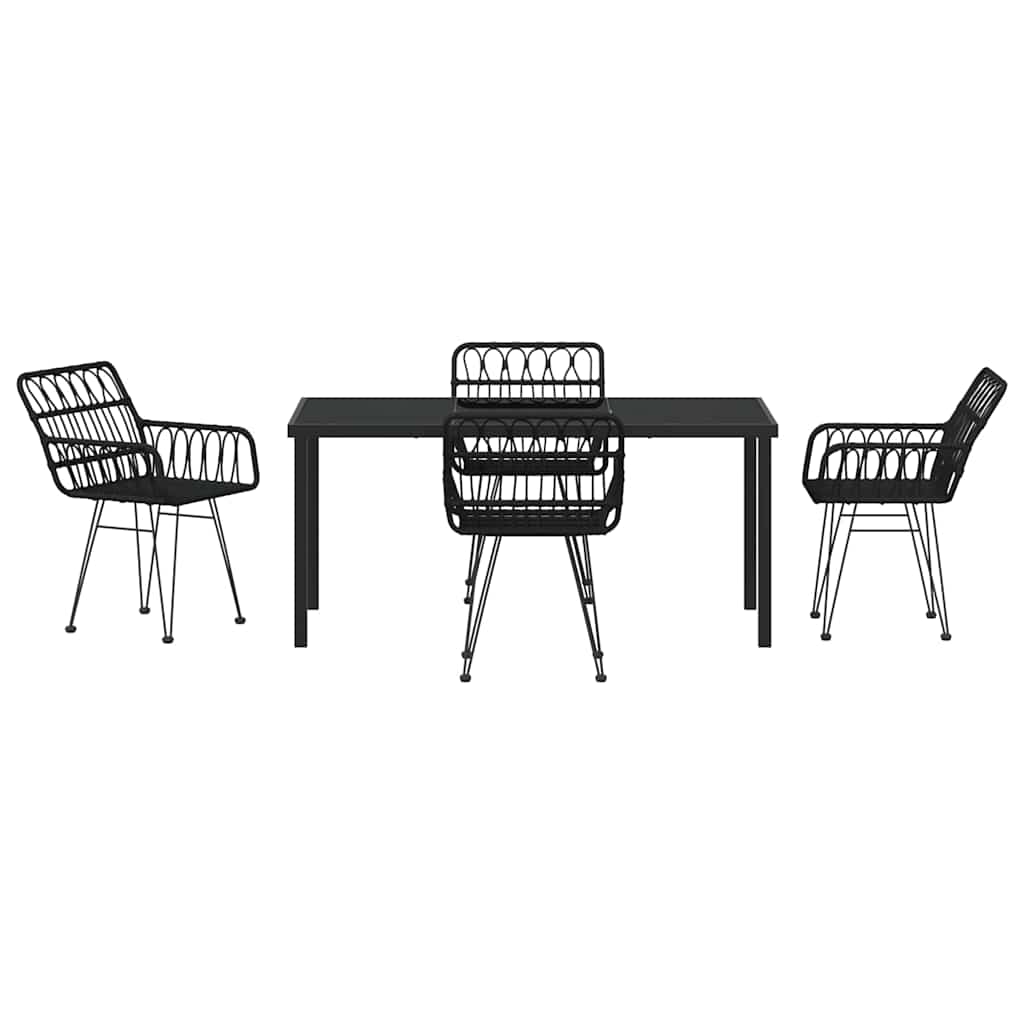 Garden Dining Set 5 pcs Black Poly rattan