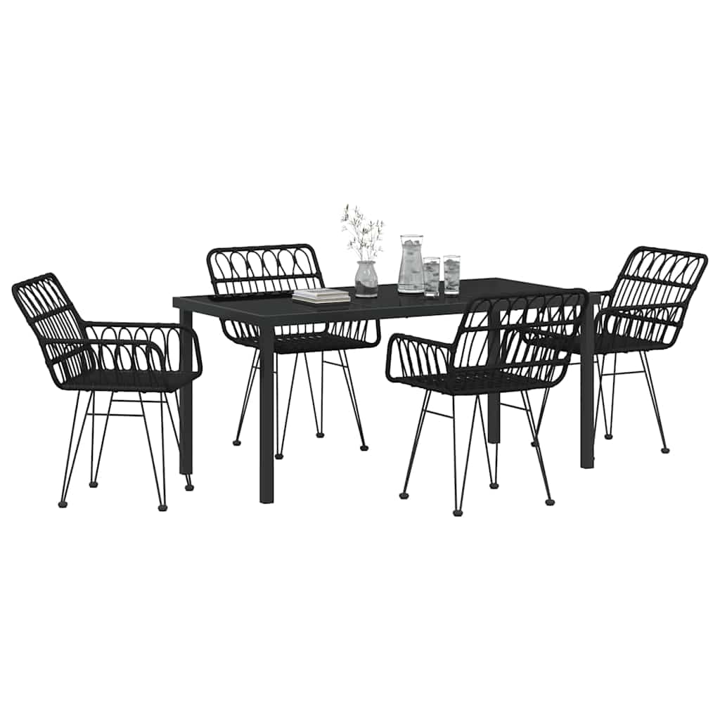 Garden Dining Set 5 pcs Black Poly rattan