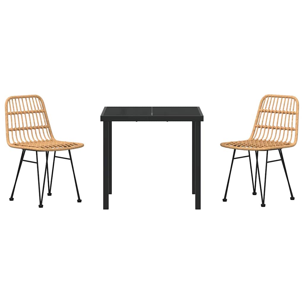 Garden Dining Set 3 pcs Brown Poly rattan