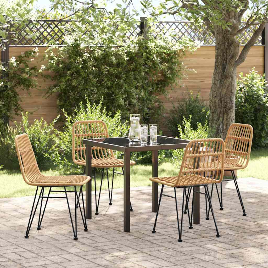 Garden Dining Set 5 pcs Brown Poly rattan