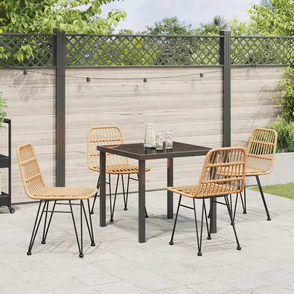 Garden Dining Set 5 pcs Brown Poly rattan