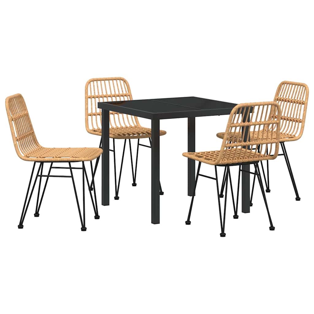 Garden Dining Set 5 pcs Brown Poly rattan