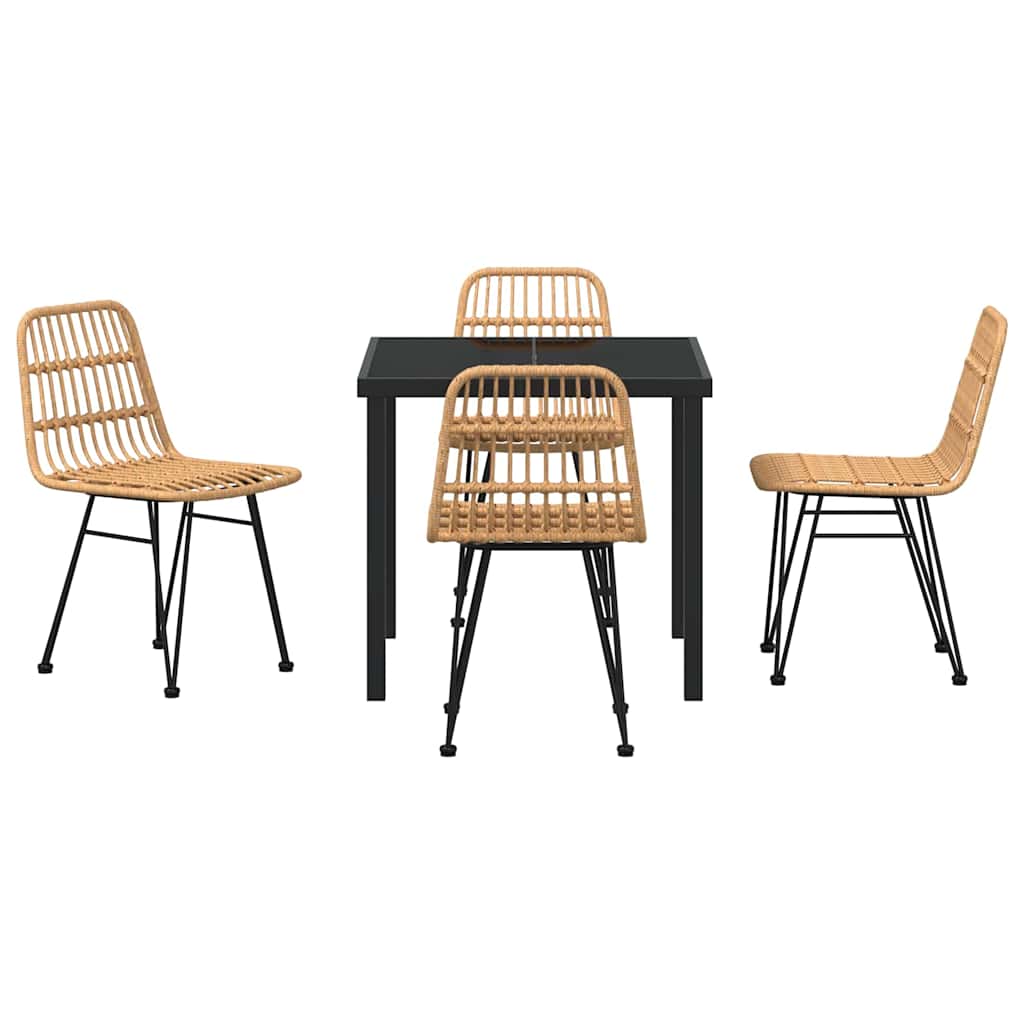 Garden Dining Set 5 pcs Brown Poly rattan