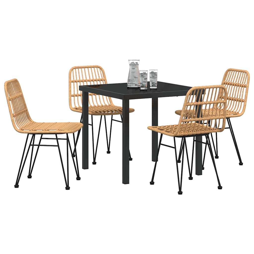 Garden Dining Set 5 pcs Brown Poly rattan