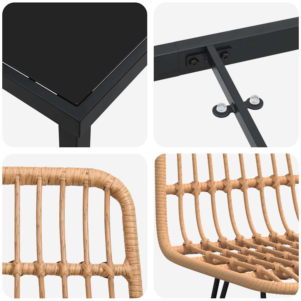 Garden Dining Set 5 pcs Brown Poly rattan