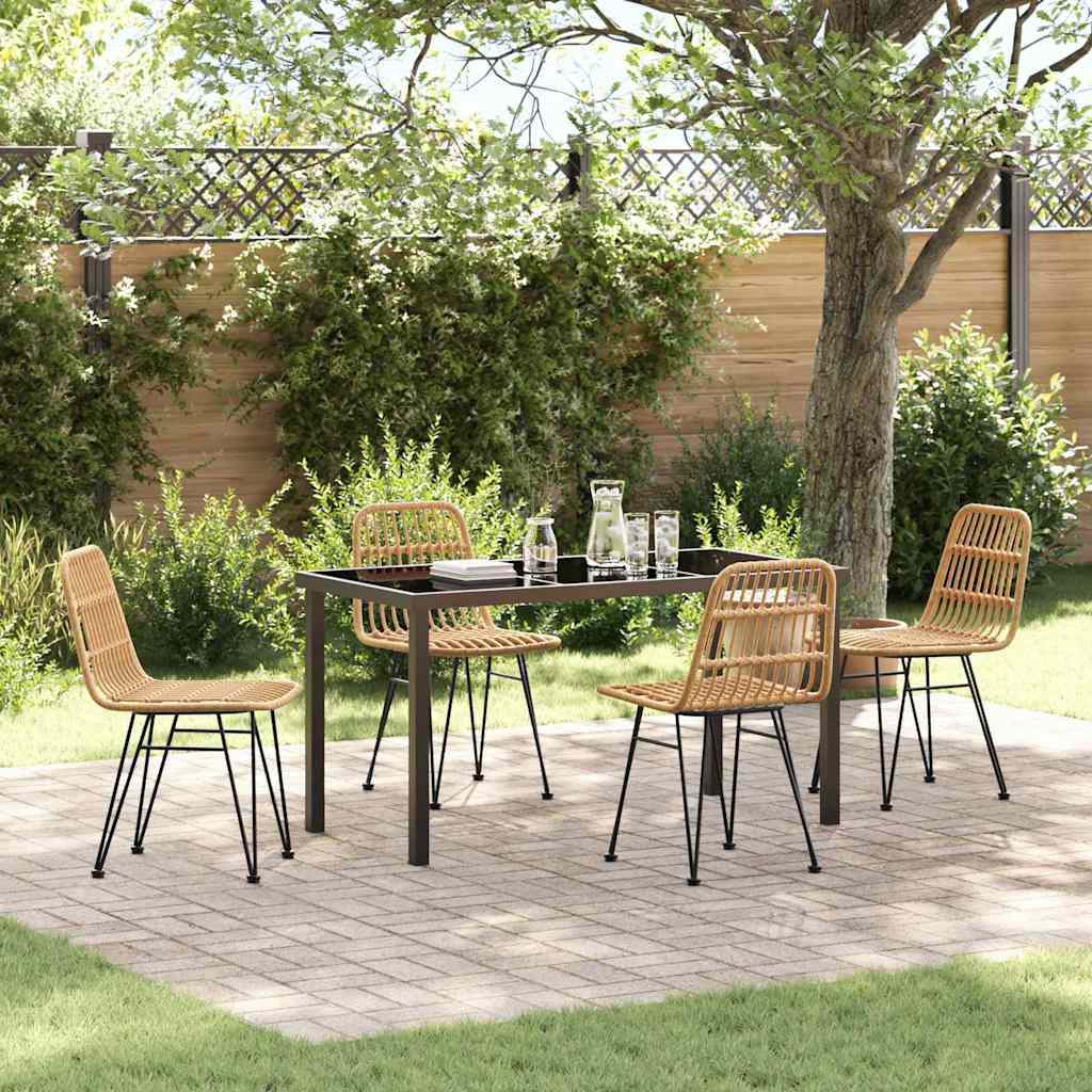 Garden Dining Set 5 pcs Brown Poly rattan