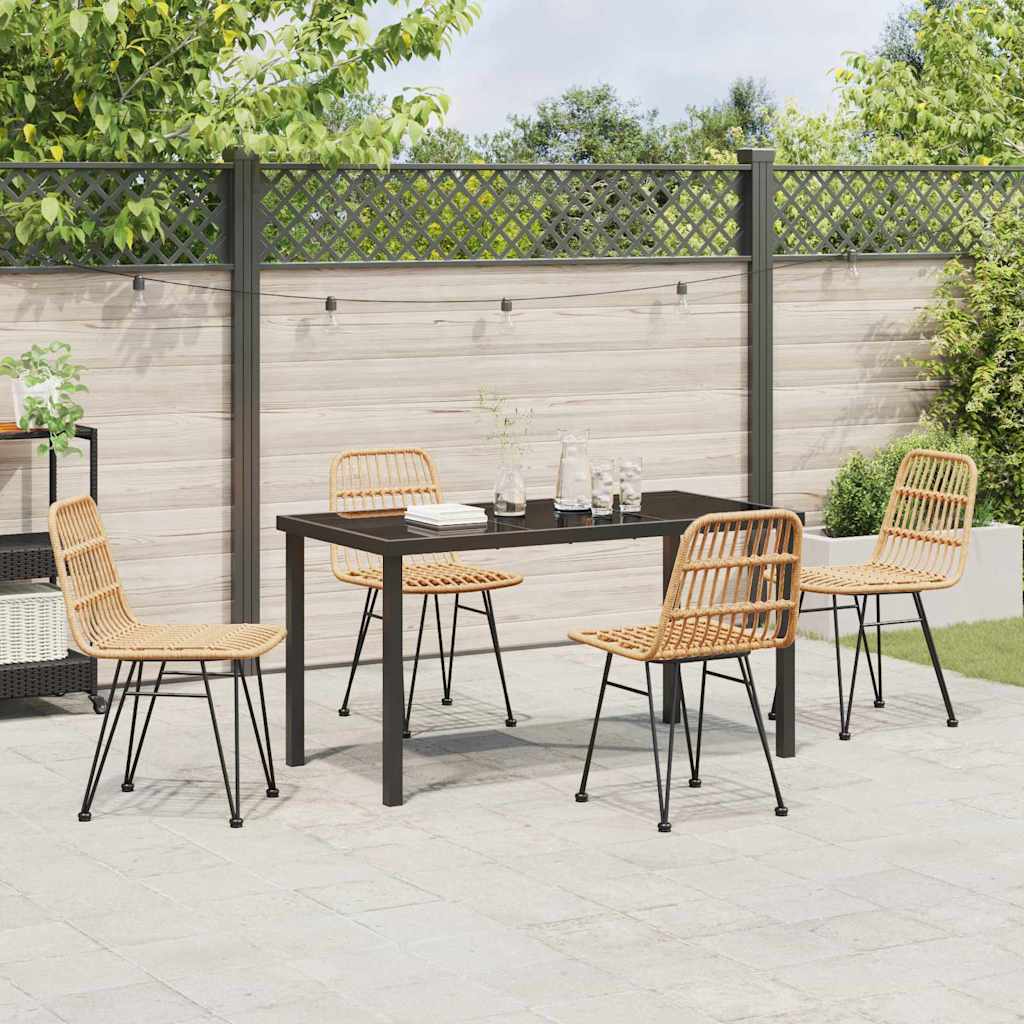Garden Dining Set 5 pcs Brown Poly rattan