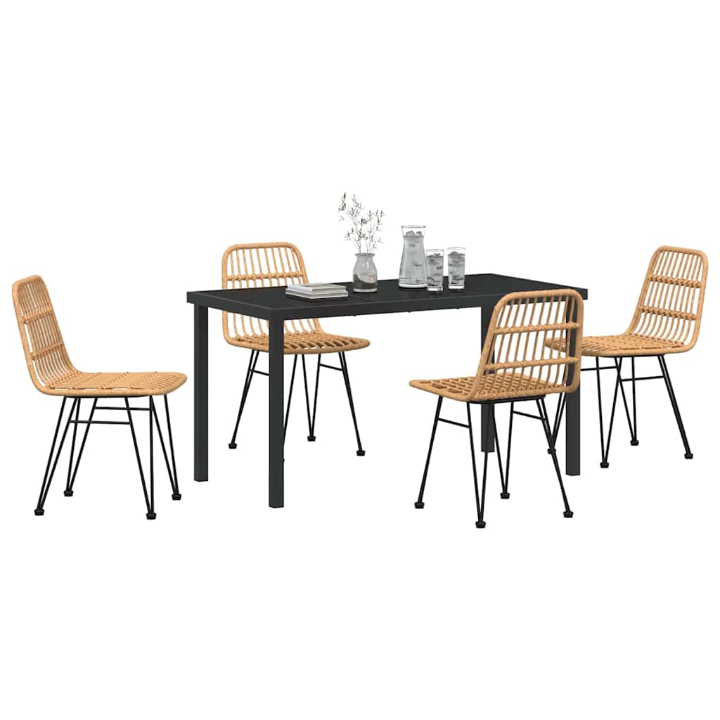 Garden Dining Set 5 pcs Brown Poly rattan