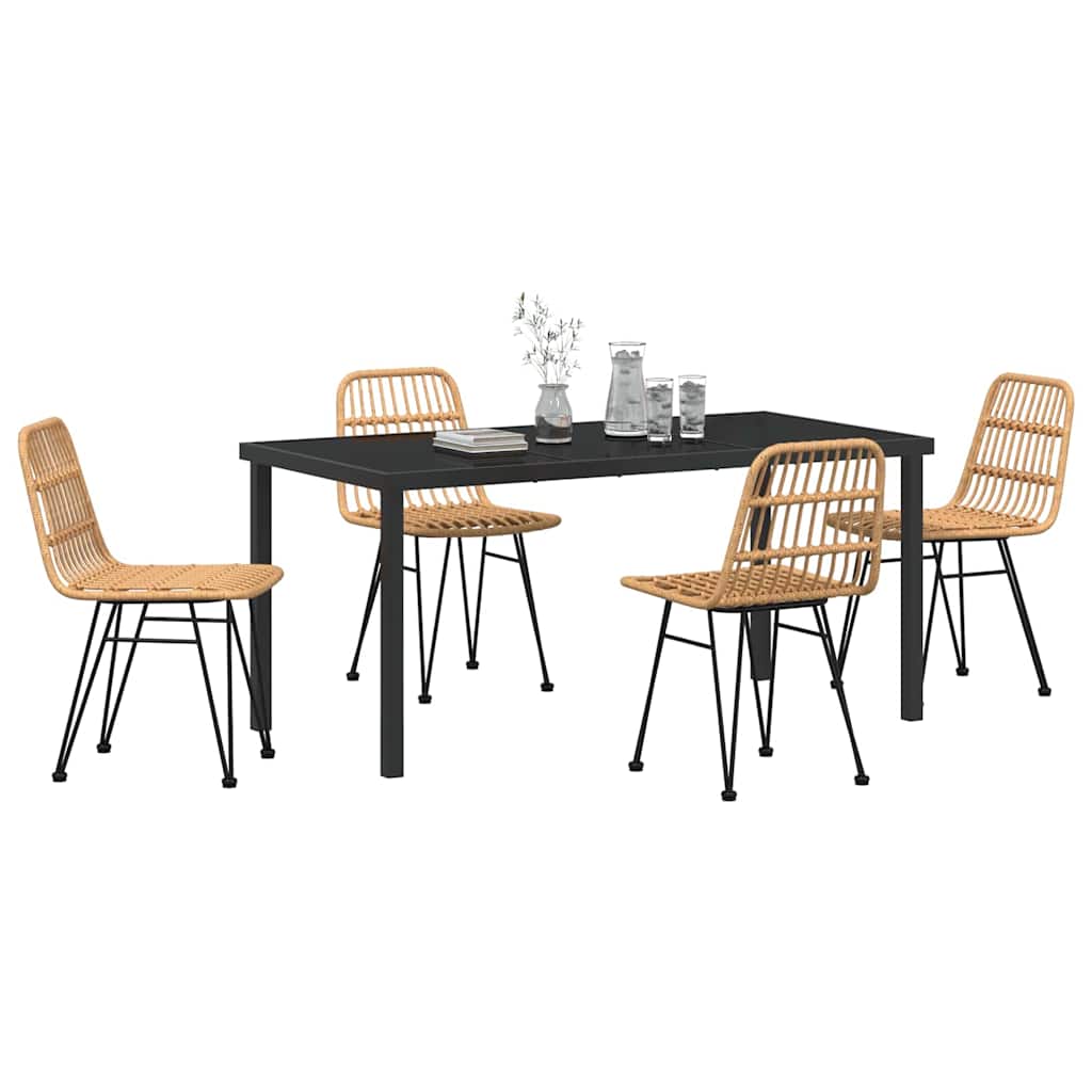 Garden Dining Set 5 pcs Brown Poly rattan