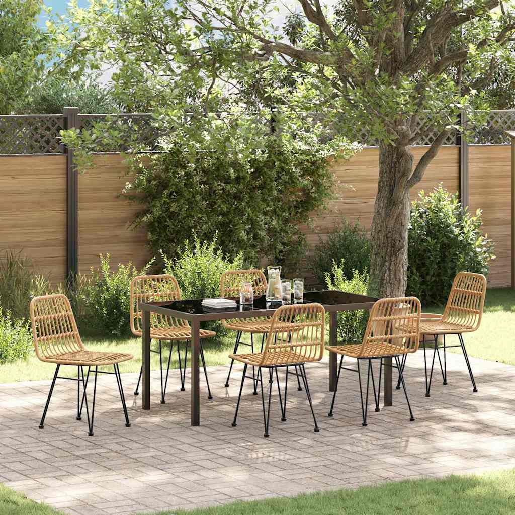 Garden Dining Set 7 pcs Brown Poly rattan