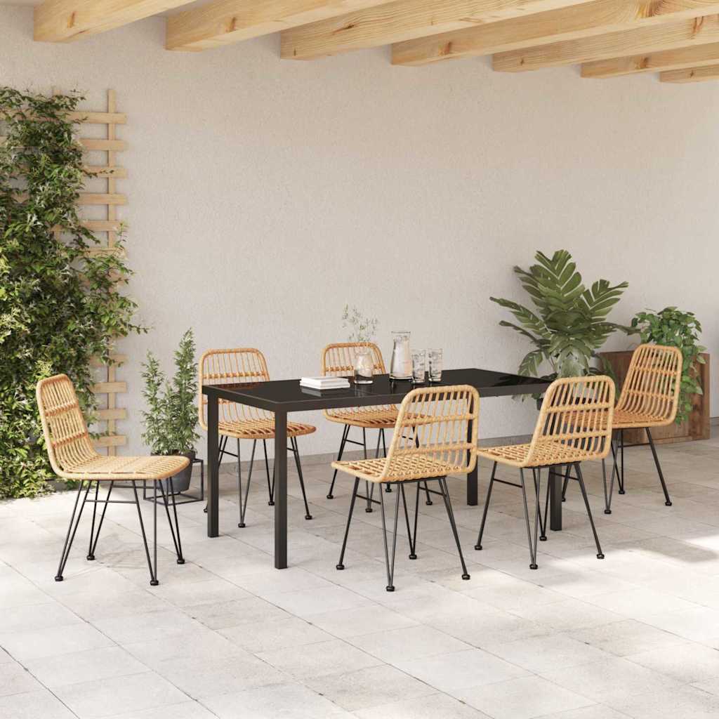 Garden Dining Set 7 pcs Brown Poly rattan