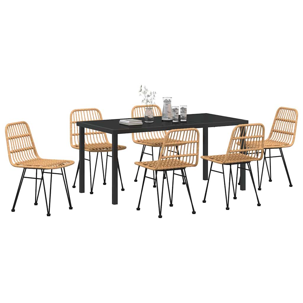 Garden Dining Set 7 pcs Brown Poly rattan