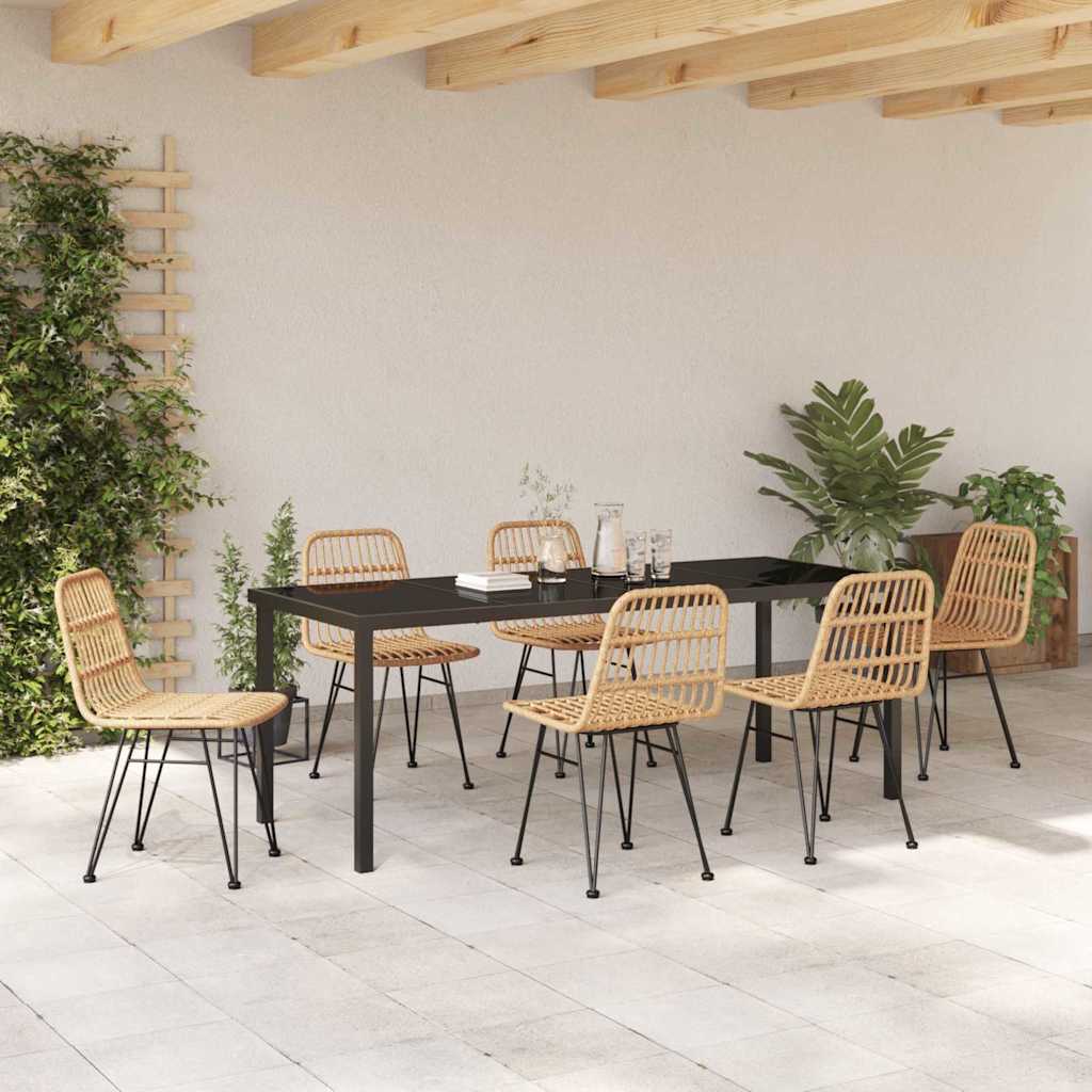 Garden Dining Set 7 pcs Brown Powder-Coated Steel