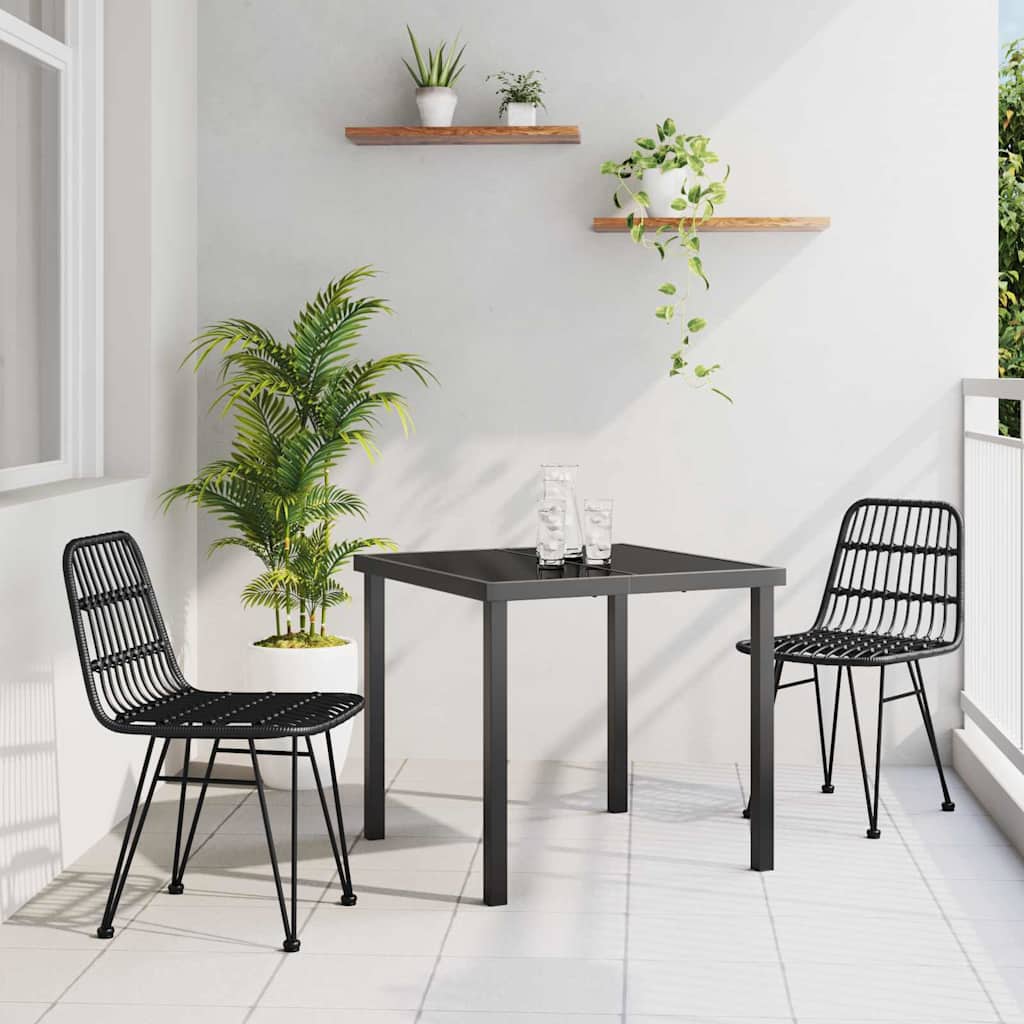 Garden Dining Set 3 pcs Black Poly rattan