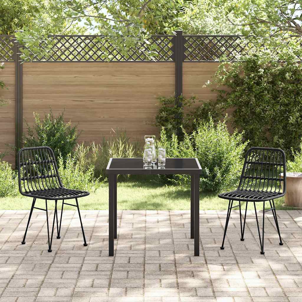 Garden Dining Set 3 pcs Black Poly rattan