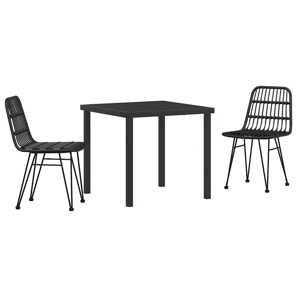 Garden Dining Set 3 pcs Black Poly rattan