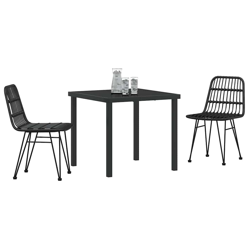 Garden Dining Set 3 pcs Black Poly rattan