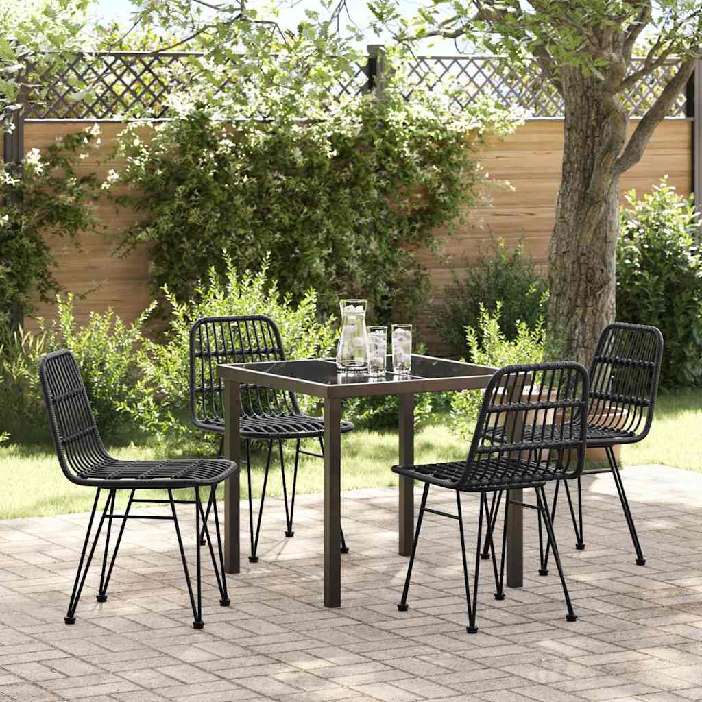 Garden Dining Set 5 pcs Black Poly rattan